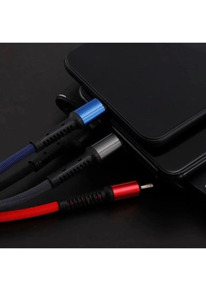 Miraaxx Işıklı Anahtarlık Model 3 In 1 USB Çıkışlı Mikro,type-C ve Iphone Uyumlu Şarj Kablosu (4887)HBCV00008F0ALZ