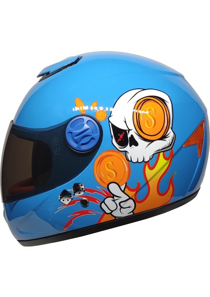 Full Face Motosiklet Çocuk Kaskı K2 Skull Blue