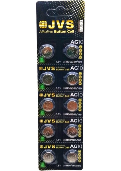 Jvs AG10 1.5V LR1130 Saat Pili 10LU Kart (4887)