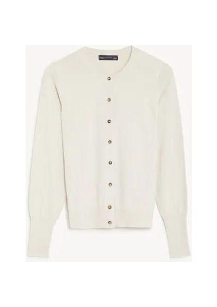 Kadın Yuvarlak Yaka Düğmeli Üst Kalite Slim Fit Kısa Hırka fırsatları