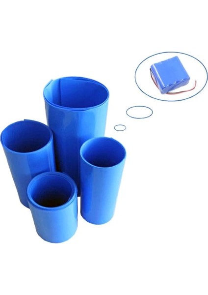 1 mt Pvc Isı Borusu Mavi Shrınk 100 mm 18650 Pil Yalıtım Isı Büzülme Kablo Kılıfı (4887)
