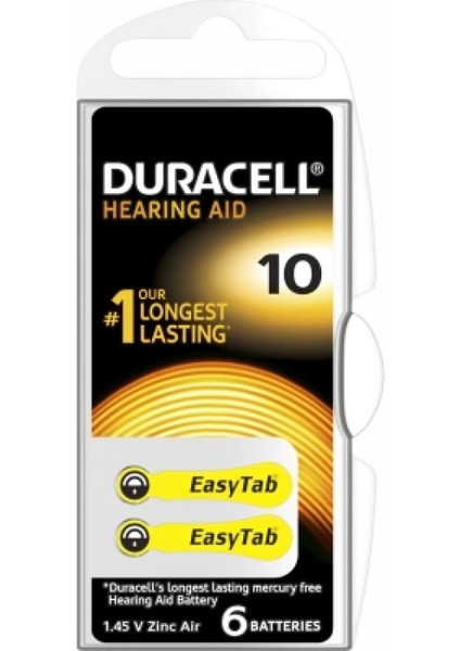 Duracell 10 Işitme Cihazı Kulak Pili 6 Pil 1 Kutu (4887)