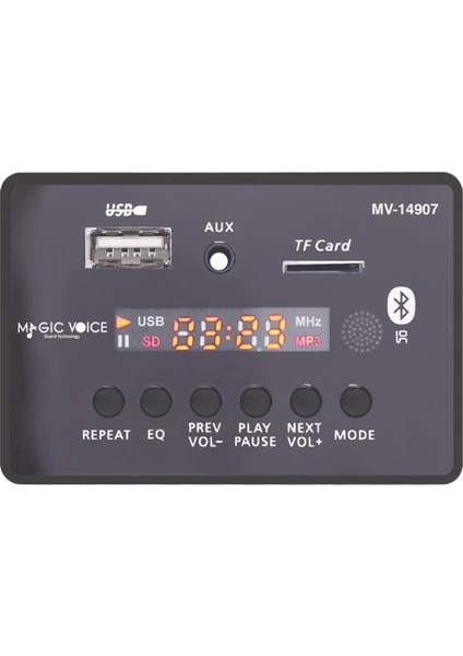 Magicvoice MV-14907 Usb/sd/mıc/aux/bluetooth Kumandalı Ekranlı Oto Teyp Çevirici Dijital Player Board (4887)
