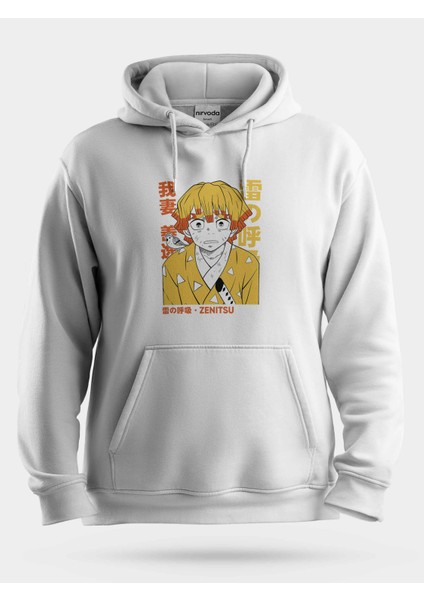 Zenitsu Agatsuma Demon Slayer Baskılı Unisex Kapüşonlu Sweatshirt