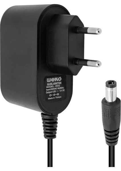 12 Volt - 1 Amper 5.5*2.5 Uçlu Plastik Kasa Priz Tip Adaptör Kutulu Yerli Üretim (4887)