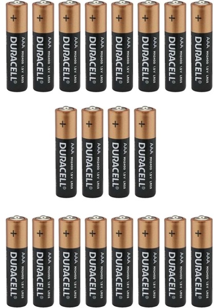 Duracell LR03/MN2400 1.5V Alkalin Aaa Ince Kalem Pil 20Lİ Kartela Paket (2li Yırtmalı) (4887) fiyatları