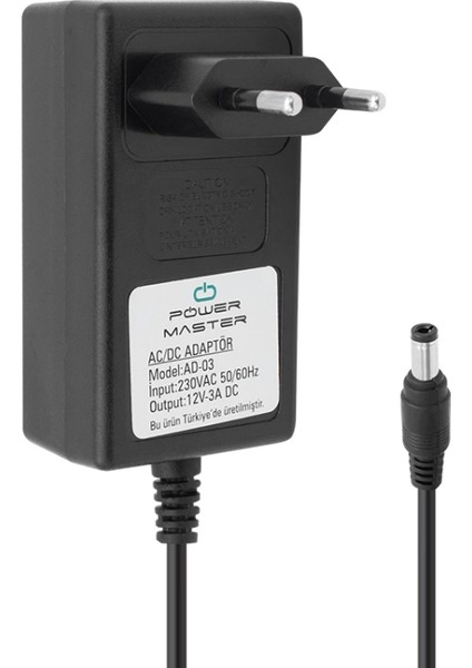 12 Volt - 3 Amper Plastik Kasa Priz Tipi Adaptör 5.5*2.5 Uç (4887)