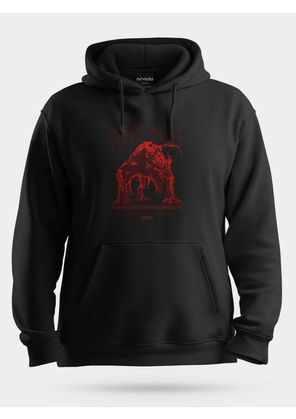 Werewolf Yırtıcı Kurt Baskılı Unisex Kapüşonlu Sweatshirt