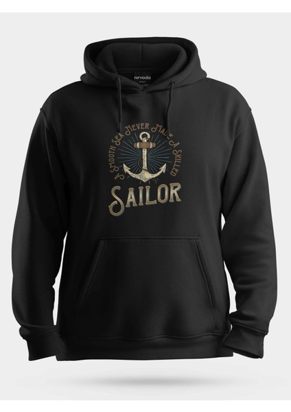 Sailor Deniz Çapası Ankor Baskılı Unisex Kapüşonlu Sweatshirt