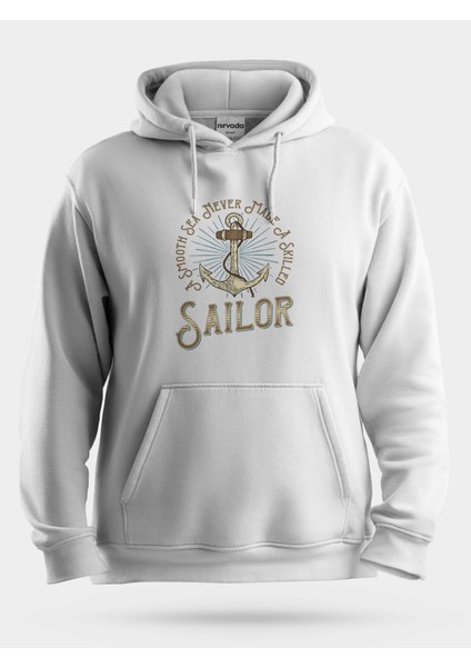 Sailor Deniz Çapası Ankor Baskılı Unisex Kapüşonlu Sweatshirt