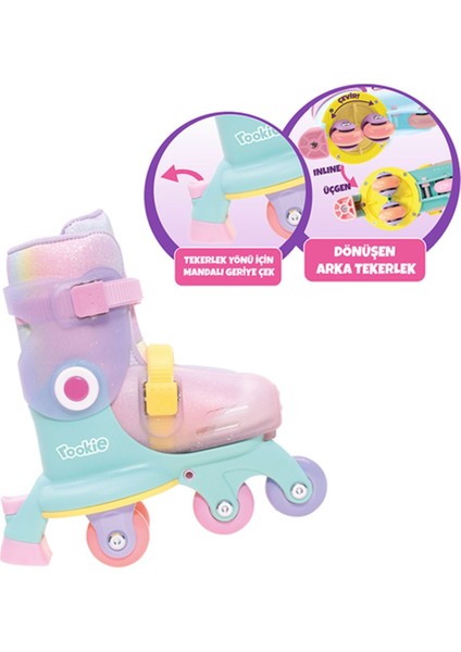 Paten Ayarlanabilir Dönüşen Tekerlekli 2 In 1 Twisty Paten - Pembe 29-32