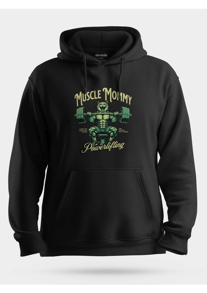 Muscle Kaslı Kedi Gym Fitness Baskılı Unisex Kapüşonlu Sweatshirt