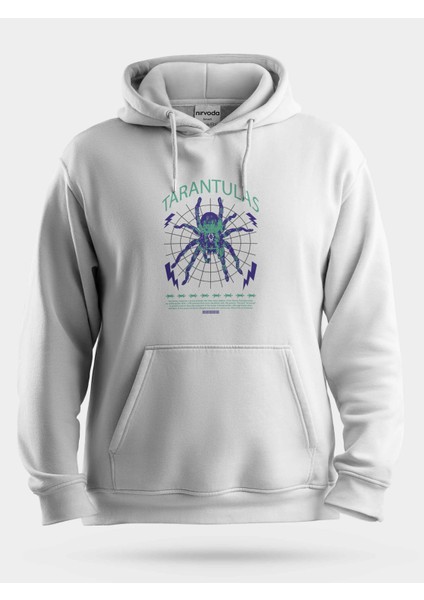 Mavi Yeşil Tarantula Baskılı Unisex Kapüşonlu Sweatshirt