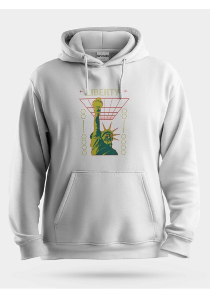 Liberty Özgürlük Heykeli Baskılı Unisex Kapüşonlu Sweatshirt