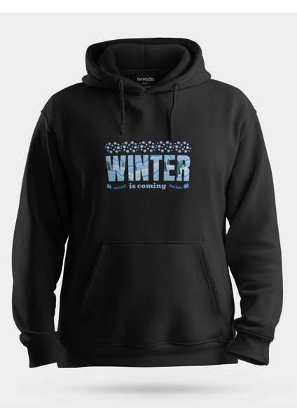 Kar Tanesi Yılbaşı Geyikleri Baskılı Unisex Kapüşonlu Sweatshirt