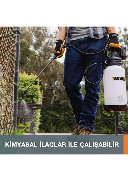 WG829E.9 20VOLT 5lt. Omuz Askılı Basınçlı Ilaçlama ve Dezenfektan Pompası (Akü Dahil Değildir)