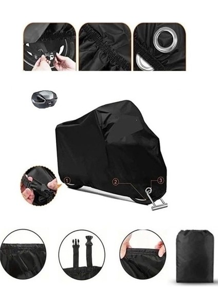 Malaguti Dune x 125 Black Edition Siyah Kilit Uyumlu Motor Brandası Arka Çanta Uyumlu Ultra Kalın Su Geçirmez