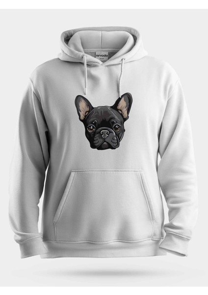 French Fransız Bulldog Baskılı Unisex Kapüşonlu Sweatshirt