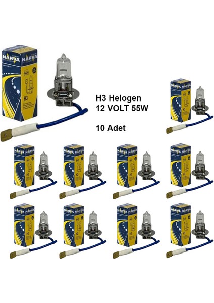 Far Ampülü Narva H3 Ampul 55 W 12 Volt 10LU Paket Helogen 48321
