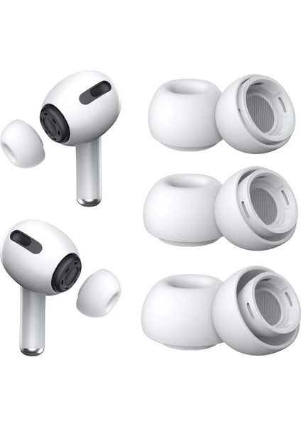 Airpods Pro / Airpods Pro 2 ile Uyumlu Için Xs,s,l Boyları 3'lü Set Silikon Kulaklık Başlık Yedek Kulakiçi