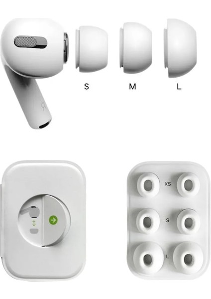 Airpods Pro / Airpods Pro 2 ile Uyumlu Için Xs,s,l Boyları 3'lü Set Silikon Kulaklık Başlık Yedek Kulakiçi modelleri