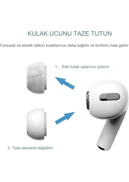Airpods Pro / Airpods Pro 2 ile Uyumlu Için Xs,s,l Boyları 3'lü Set Silikon Kulaklık Başlık Yedek Kulakiçi fırsatları