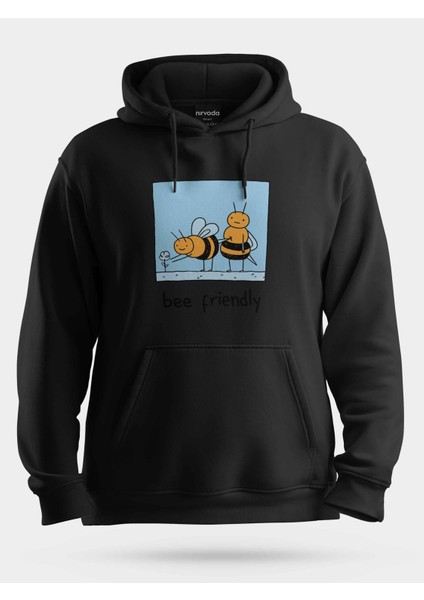 Arı Arkadaşlığı Baskılı Unisex Kapüşonlu Sweatshirt