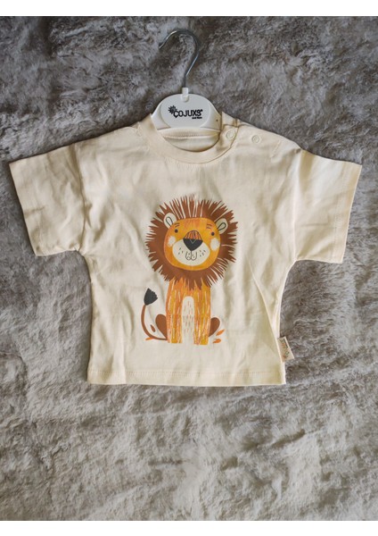 Aslan Desenli Çizgili Pantolonlu 6-9/9-12/12-18/18-24 Ay Erkek Bebek Takım modelleri