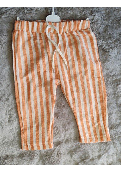 Aslan Desenli Çizgili Pantolonlu 6-9/9-12/12-18/18-24 Ay Erkek Bebek Takım fırsatları