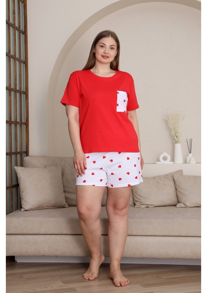 %100 Pamuk Büyük Beden 3 Parça Kadın Pijama Takımı