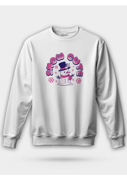Snow Cute Kardan Adam Yılbaşı Baskılı Unisex Regular Sweatshirt