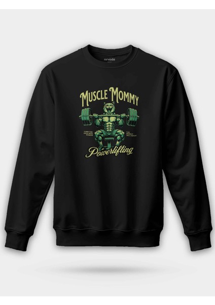 Muscle Kaslı Kedi Gym Fitness Baskılı Unisex Regular Sweatshirt