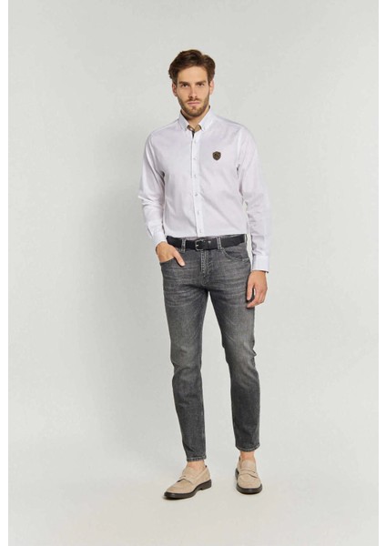 Erkek Italyan Yaka Yakası Düğmeli Henning Gömlek 257709402