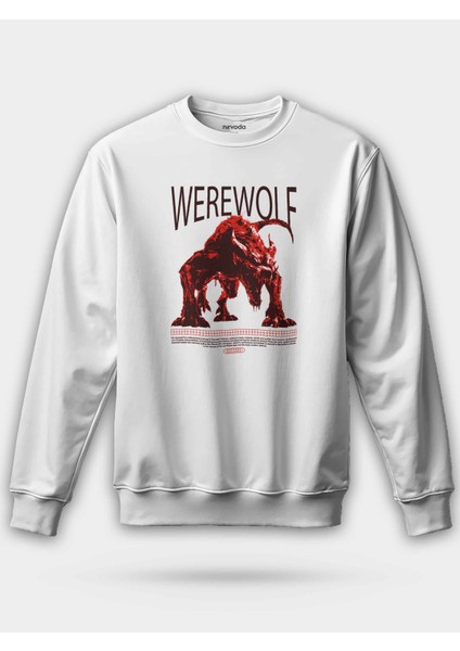 Werewolf Yırtıcı Kurt Baskılı Unisex Regular Sweatshirt