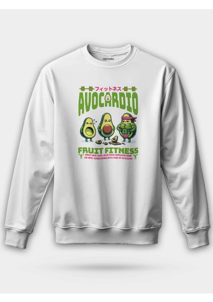 Kaslı Avokado Cardio Gym Fitness Baskılı Unisex Regular Sweatshirt