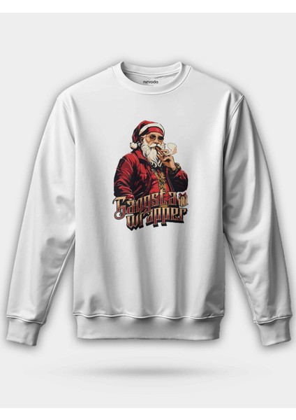 Gangsta Noel Baba Yılbaşı Baskılı Unisex Regular Sweatshirt