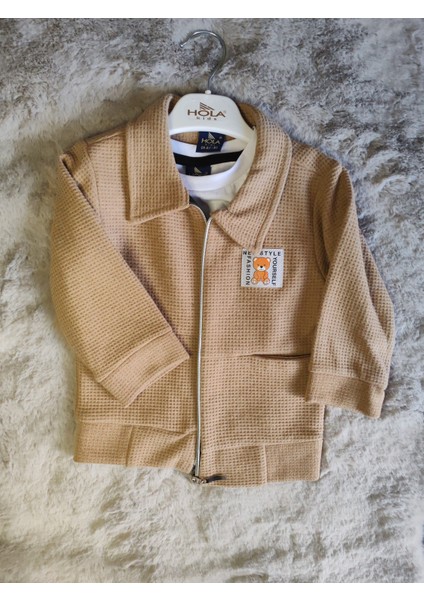 Hırkalı Ayıcık Baskılı Tshirt ve Kot Pantolon Erkek Bebek 9/12/18/24 Ay Takım modelleri