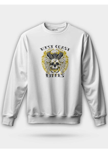 West Coast Riders Motorcu Kurukafa Baskılı Unisex Regular Sweatshirt