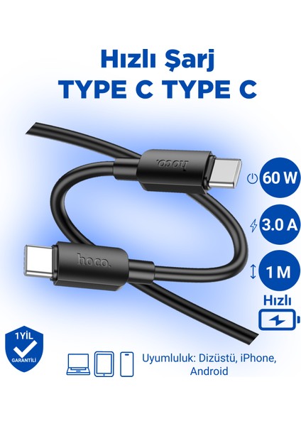 X96 Hyper 60W Type-C To Type-C Hızlı Şarj Veri Kablosu