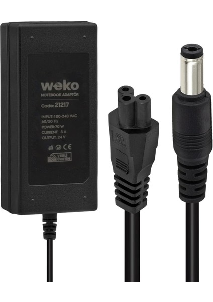24 Volt - 3 Amper - 70 Watt 5.5*2.5 Uçlu Yerli Üretim Notebook Adaptör (4887)