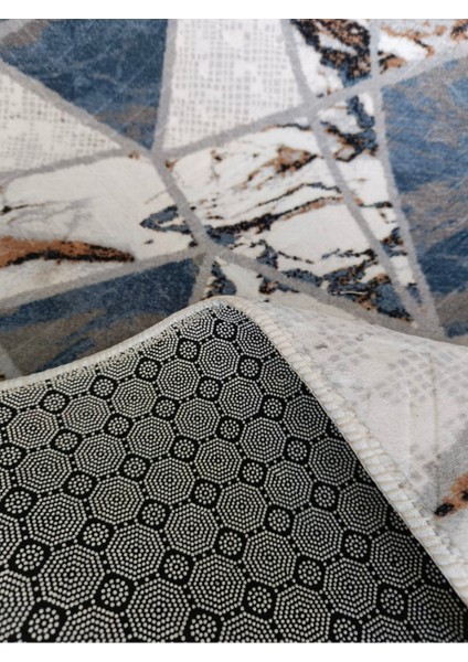 Mavi Kaymaz Yolluk - Yıkanabilir Dört Mevsim Halı | Salon, Banyo, Balkon, Genç Odası fırsatları