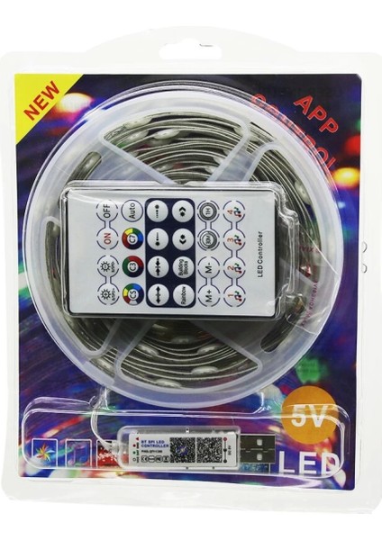 9mt Kumandalı - USB Li Rgb Şerit LED 0.4W/M - 20LM/LED -20+55°c (4887)