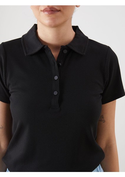 Polo Yaka Dokulu Kadın Tişört modelleri
