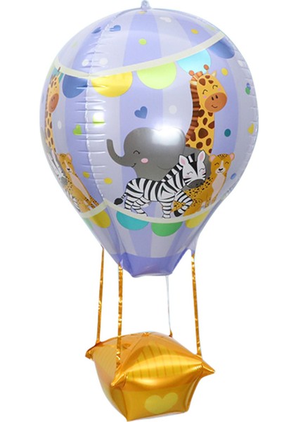 22 Inç Mor Renk Safari Uçan Balon Temalı Folyo Balon 88-28 cm