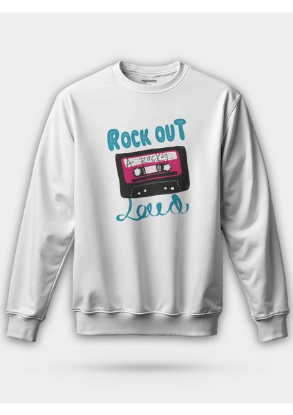 Rock Out Kaset Baskılı Unisex Regular Sweatshirt
