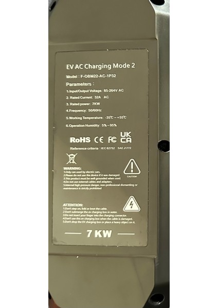 32A 1 Faz Tip 2 Şarj Kablosu 7kw Wıfı-App Özellikli 5m Ev Şarj Cihazı Elektrikli Araç Şarj Kablosu Cee Fişli