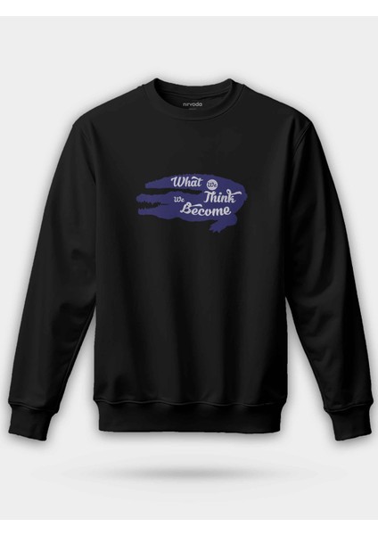 Mor Timsah Baskılı Unisex Regular Sweatshirt