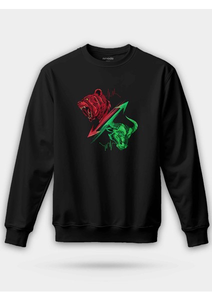 Kripto Ayı Boğa Baskılı Unisex Regular Sweatshirt