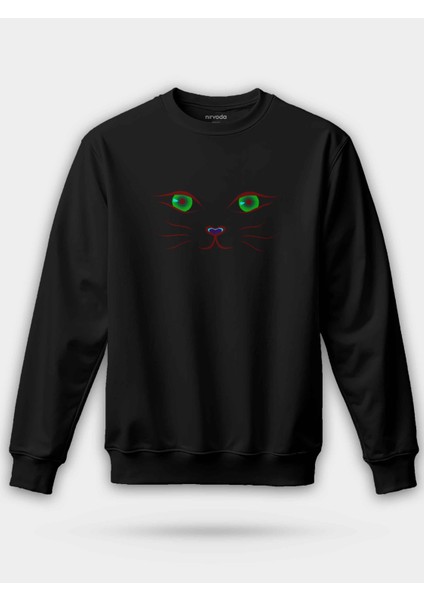 Kedi Gözü Baskılı Unisex Regular Sweatshirt