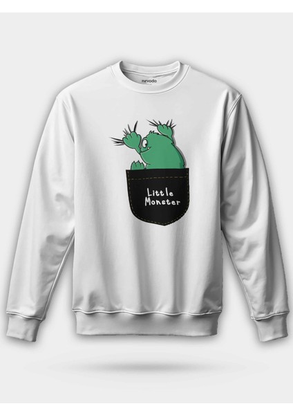 Küçük Canavar Baskılı Unisex Regular Sweatshirt